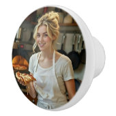 Eating Pizza Photo Personalize Customize Keramische Knop (Rechts)