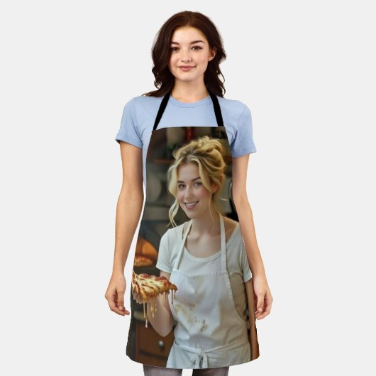 Eating Pizza Photo Personalize Customize Schort (Gedragen)