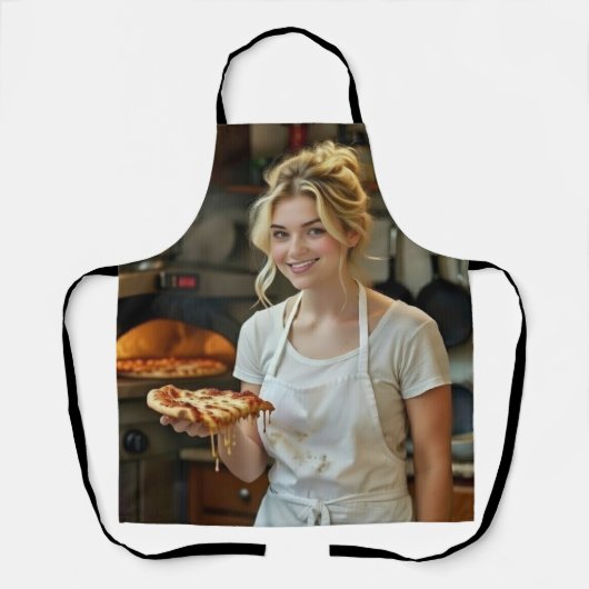 Eating Pizza Photo Personalize Customize Schort (Voorkant)