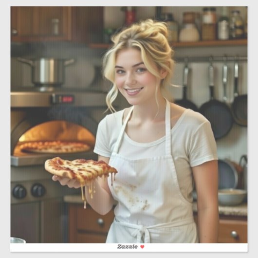 Eating Pizza Photo Personalize Customize Sticker (Vel)