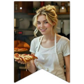 Eating Pizza Photo Personalize Customize Vlaggetjes (Tweede vlag)
