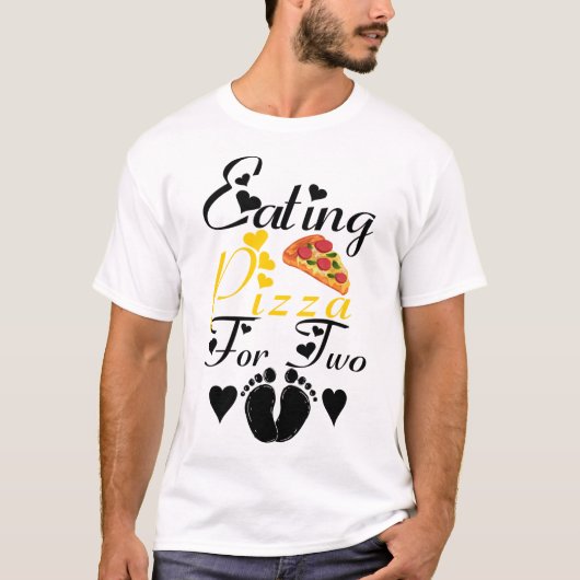Eating pizza voor twee grappige aankondiging van z t-shirt (Voorkant)