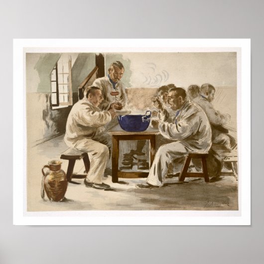 Eating Soup at the Barracks, from 'L'Estampe Moder Poster (Voorkant)