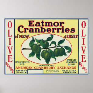 Eatmor Cranberries Brand Label Poster