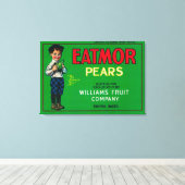 Eatmor Pear Crate LabelYakima, WA Canvas Afdruk (Insitu (Houten vloer))