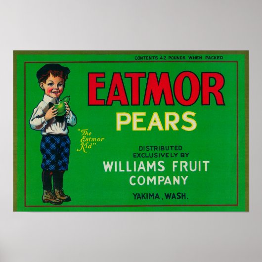Eatmor Pear Crate LabelYakima, WA Poster (Voorkant)