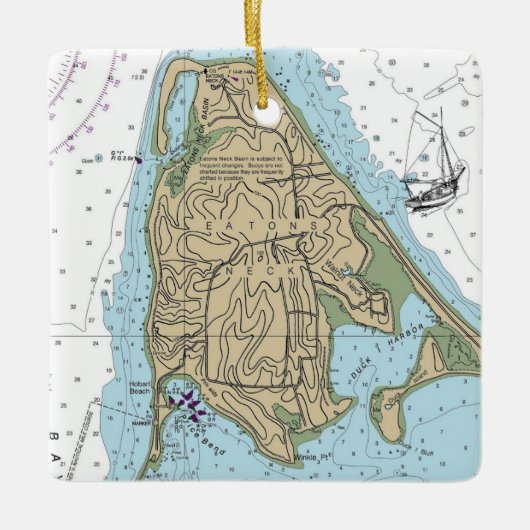 Eatons Nek NY Nautische Kerstmis Keramisch Ornament (Voorkant)