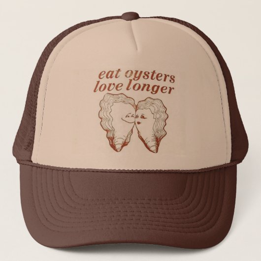 Eats Oysters Love Langere Mesh Trucker Hat Pet (Voorkant)