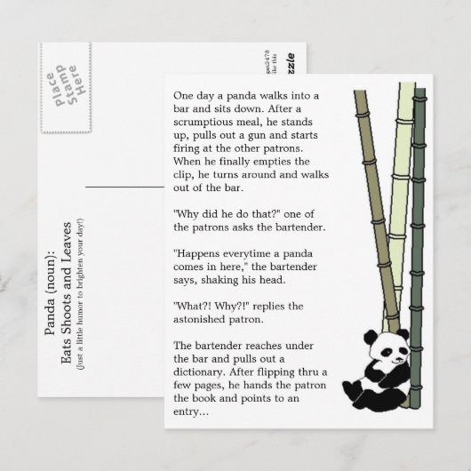 "Eats Shoots and Leaves" Briefkaart (Voorkant / Achterkant)