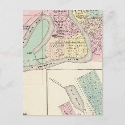 Eau Claire en Medford Briefkaart (Voorkant)