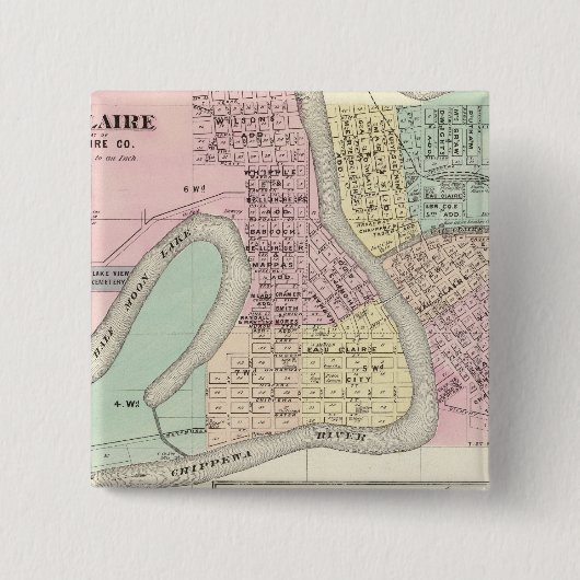 Eau Claire en Medford Vierkante Button 5,1 Cm (Voorkant)