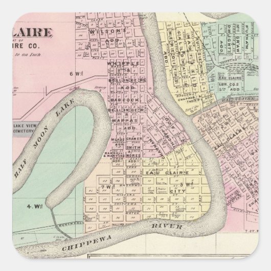 Eau Claire en Medford Vierkante Sticker (Voorkant)