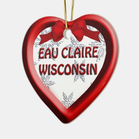 Eau Claire Wisconsin Heart Kerstornament Keramisch Ornament (Links)
