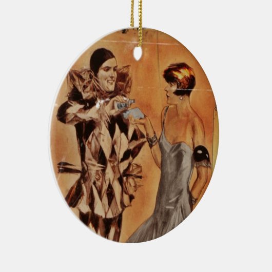 Eau de Cologne Harlequin en Flapper Keramisch Ornament (Rechts)