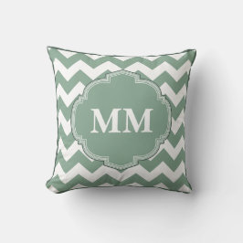 Eau de Nil Monogram kussen met chevron streepdessi