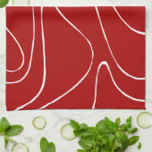 Eb en Vloed 2 in Rood en Wit Theedoek (Gevouwen)