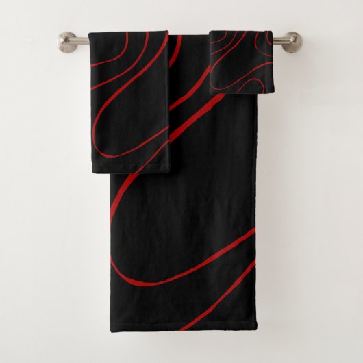 Ebb and Flow 2 in Red and Black Bad Handdoek (Insitu)