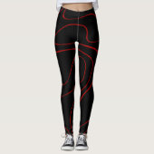 Ebb and Flow 2 in Rood en Zwart Leggings (Voorkant)