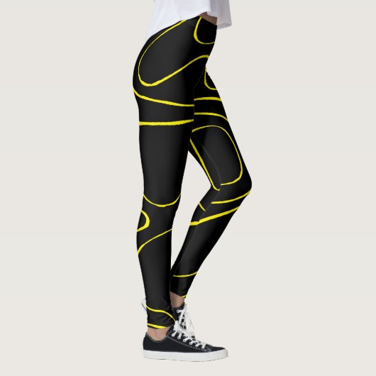 Ebb and Flow 2 in Zwart en Geel Leggings (Rechts)