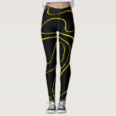Ebb and Flow 2 in Zwart en Geel Leggings (Voorkant)