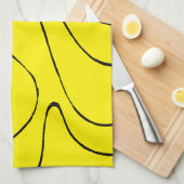 Ebb and Flow 2 in Zwart en Geel Theedoek (Quarter Fold)