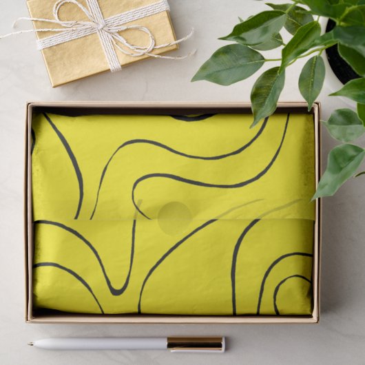 Ebb and Flow 2 in zwart en geel Tissuepapier (Geschenk)