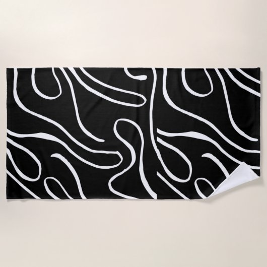 Ebb and Flow 2 - Zwart op wit strand handdoek (Voorkant)