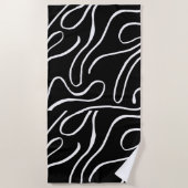 Ebb and Flow 2 - Zwart op wit strand handdoek (Voorkant)