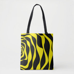 Ebb and Flow 4 in Zwart en Geel Tote Bag