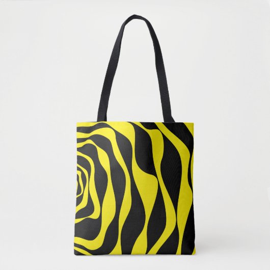 Ebb and Flow 4 in Zwart en Geel Tote Bag (Voorkant)