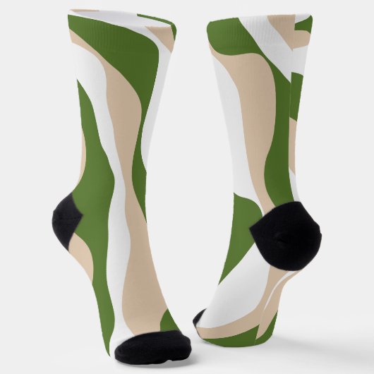 Ebb and Flow 4 - Wit, Zand en Palm Groen Sokken (Gebogen)