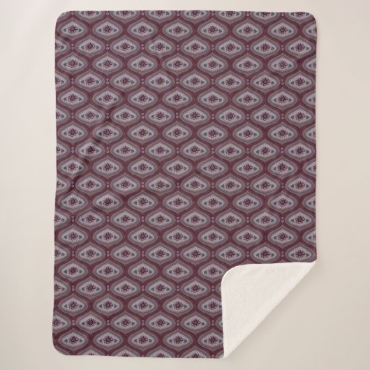 Ebb and Flow Maroon Motief Sherpa Dekbed Deken (Voorkant)