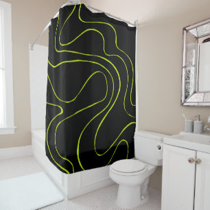 Ebb en Flow 2 in Lime Green en Black Douchegordijn