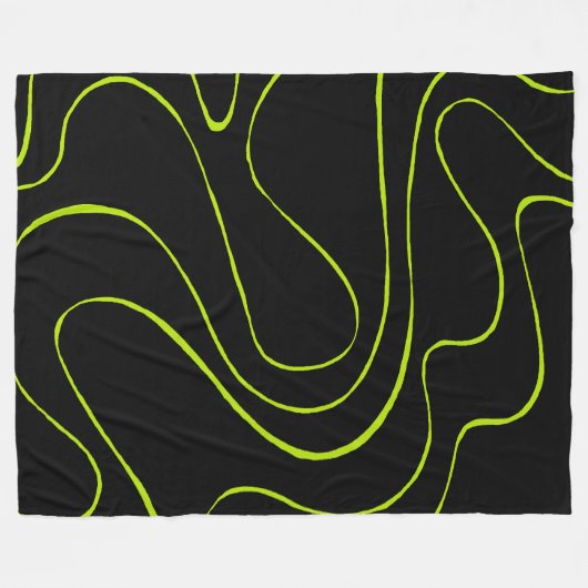 Ebb en Flow 2 in Lime Green en Black Fleece Deken (Voorkant (Horizontaal))