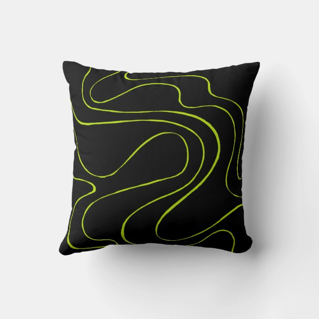 Ebb en Flow 2 in Lime Green en Black Kussen (Achterkant)
