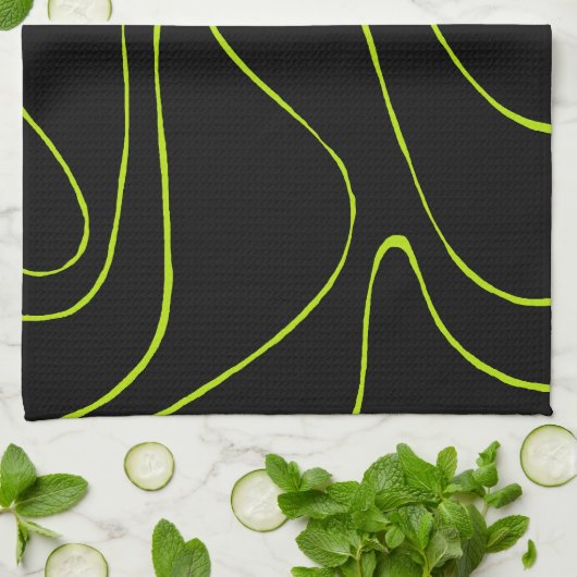 Ebb en Flow 2 in Lime Green en Black Theedoek (Gevouwen)