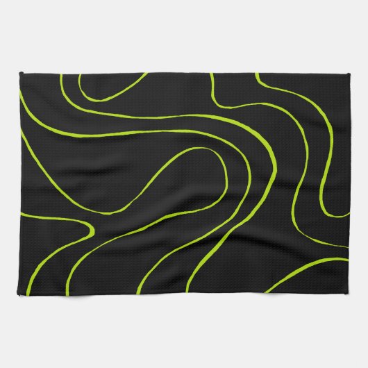 Ebb en Flow 2 in Lime Green en Black Theedoek (Horizontaal)