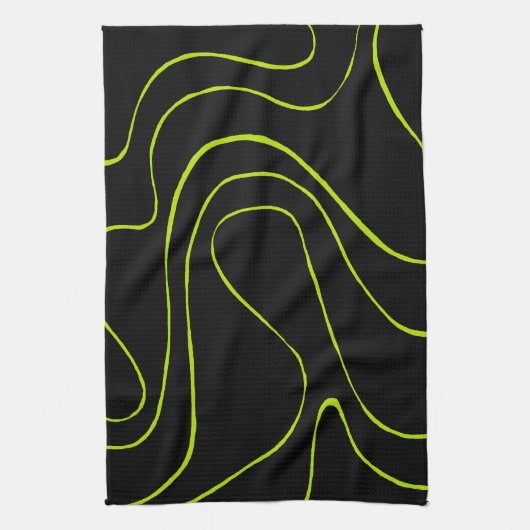 Ebb en Flow 2 in Lime Green en Black Theedoek (Verticaal)