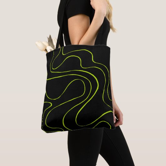Ebb en Flow 2 in Lime Green en Black Tote Bag (Dichtbij)