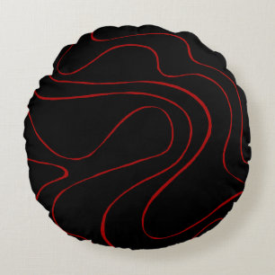 Ebb en Flow 2 in rood en zwart Rond Kussen