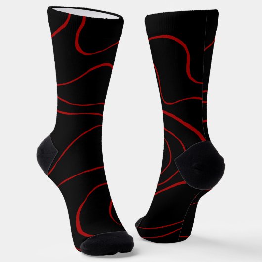 Ebb en Flow 2 in rood en zwart Sokken (Gebogen)