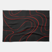 Ebb en Flow 2 in rood en zwart Theedoek (Horizontaal)