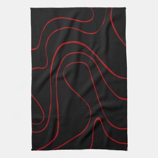 Ebb en Flow 2 in rood en zwart Theedoek (Verticaal)