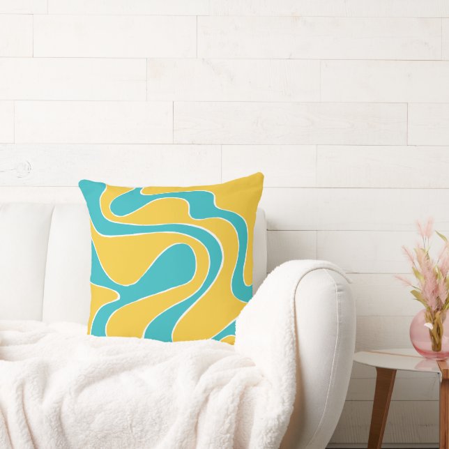 Ebb en Flow 2 in Turquoise en Geel Kussen (Bank)