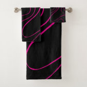 Ebb en Flow 2 - Magenta en Zwart Bad Handdoek (Insitu)