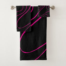 Ebb en Flow 2 - Magenta en Zwart Bad Handdoek