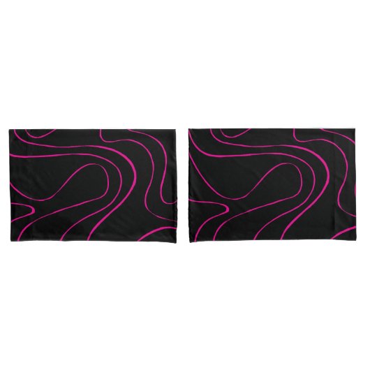 Ebb en Flow 2 - Magenta en Zwart Kussensloop (Voorkant-Set)