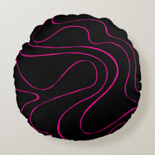 Ebb en Flow 2 - Magenta en Zwart Rond Kussen