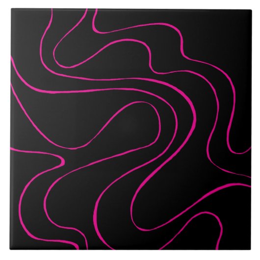 Ebb en Flow 2 - Magenta en Zwart Tegeltje (Voorkant)