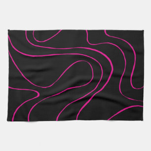 Ebb en Flow 2 - Magenta en Zwart Theedoek